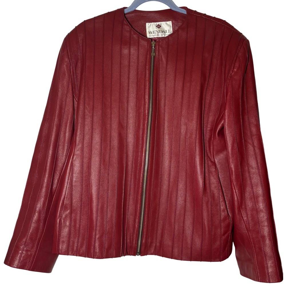 Wendall Leather Jacket Vintage Women's Red Excellent Ribbed Zip Up Argentina Lg